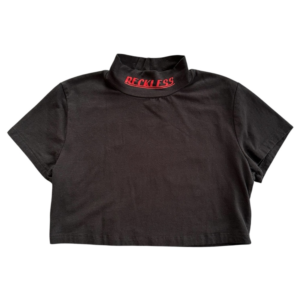 RECKLESS mock neck crop top